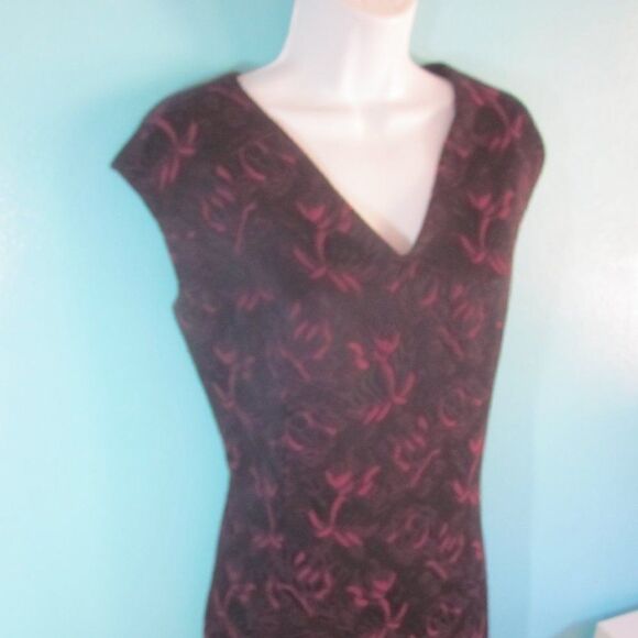 Vintage Union Made in USA Textured Floral Dress Black & Purple Fits Size 10 - Picture 3 of 9